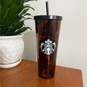 Starbucks Tortoiseshell Brown Swirl Reusable Tumbler with Black Lid